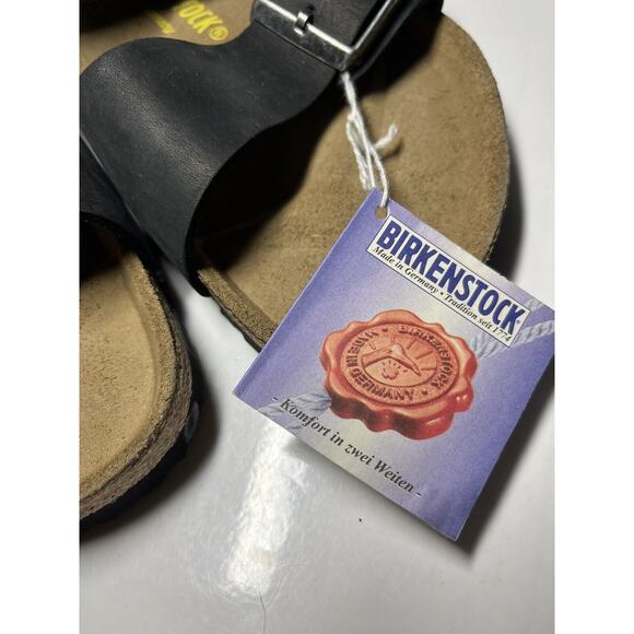 VINTAGE ORIGINAL FOOTBED Birkenstock Milano BLACK OILED LEATHER Sandals SZ 42 - Picture 14 of 16